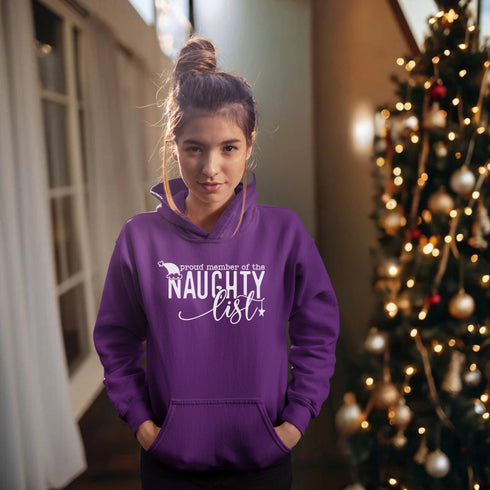 C & Win Sports Proud Member Of The Naughty List Hoodie Purple / S - C & Win Sports